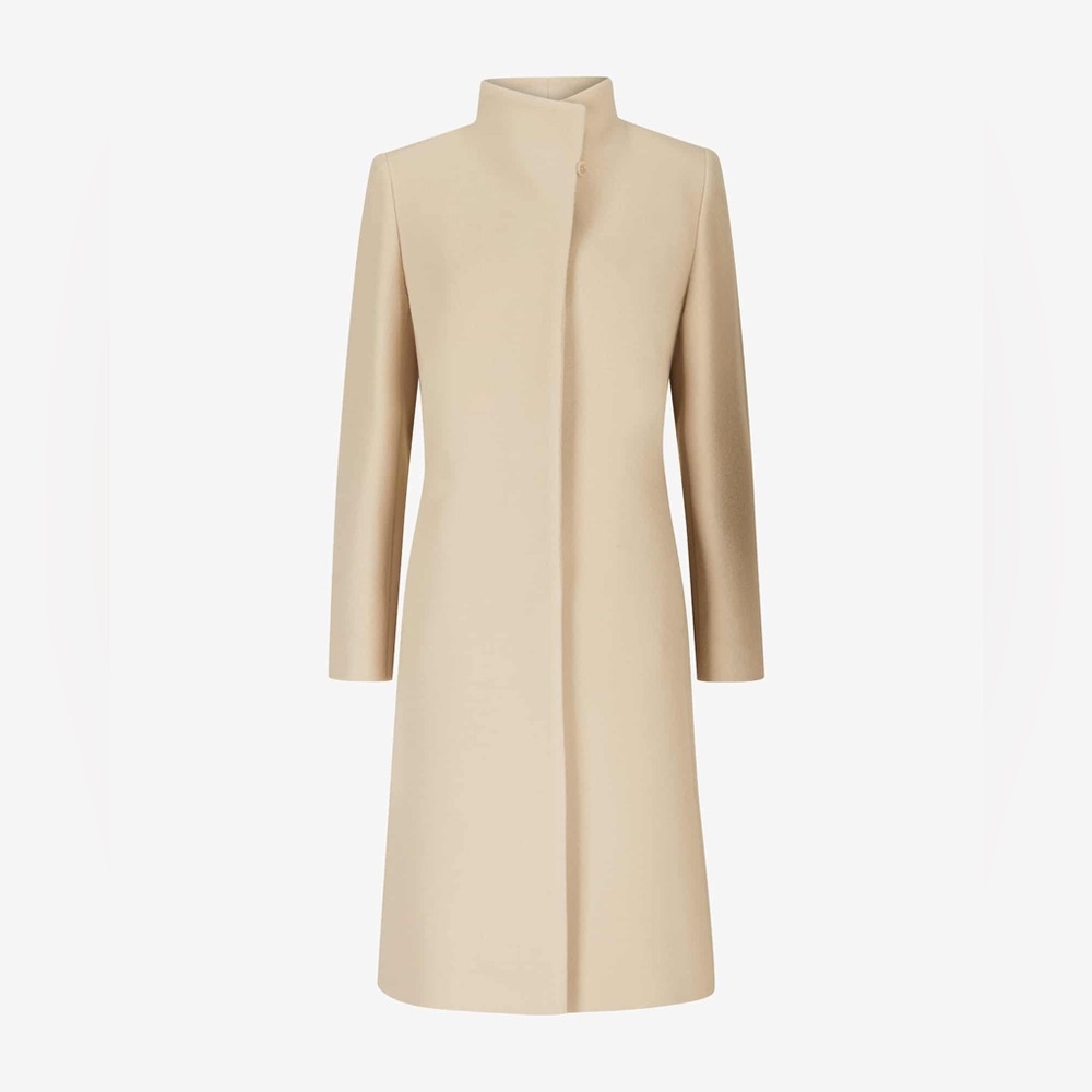 Cinzia Rocca Due Collection Flared Beige Wool Coat Italy Designer Size 8 US
